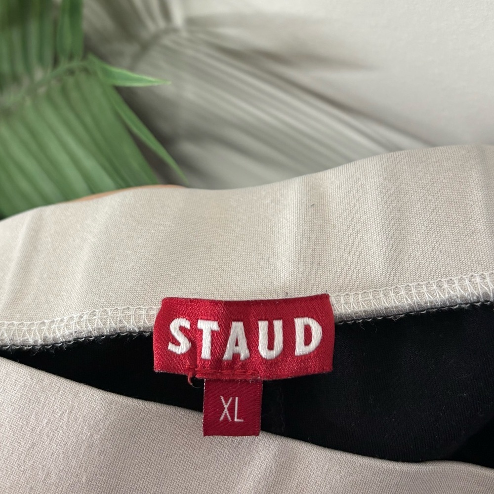 STAUD Black Track Flare Joggers with White Side Stripe - Picture 5 of 6